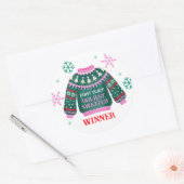 Ugly Sweater Party 1e plaats Winnaar wedstrijd Ronde Sticker (Envelop)