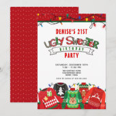 Ugly Sweater Party 21st Birthday Kaart (Voorkant / Achterkant)