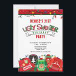 Ugly Sweater Party 21st Birthday Kaart<br><div class="desc">Holiday Ugly Sweater 21st Birthday Party Invitation</div>