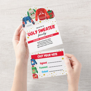 Ugly Sweater Party All in One Invitation All In One Uitnodiging