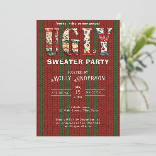 Ugly Sweater Party Bewaar de datum Save The Date (Staand voorkant)