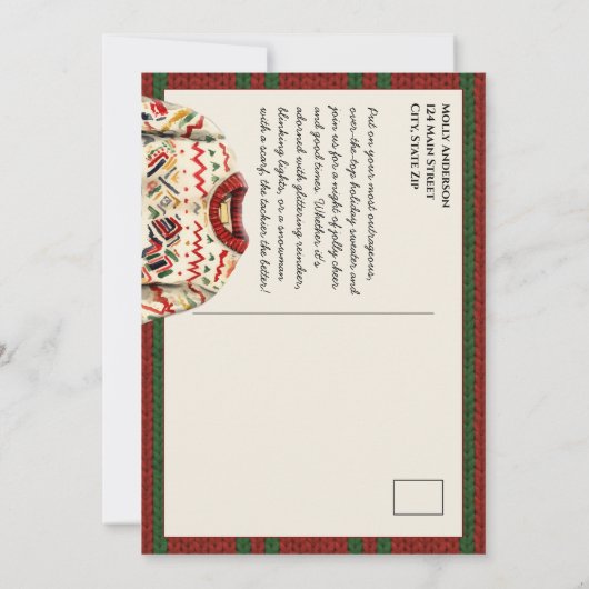 Ugly Sweater Party Bewaar de datum Save The Date (Achterkant)