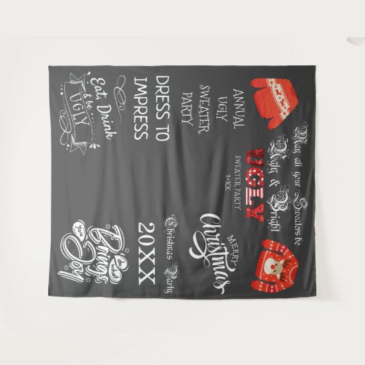 Ugly Sweater Party Fotoshoot Achtergrond Wandkleed (Voorkant (horizontaal))