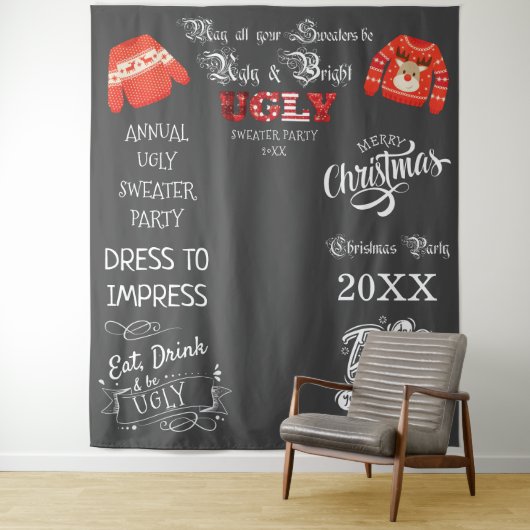 Ugly Sweater Party Fotoshoot Achtergrond Wandkleed (In situ)