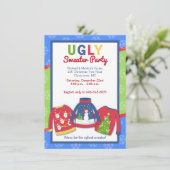 Ugly Sweater Party Gepersonaliseerd Holiday Uitnod Kaart (Staand voorkant)