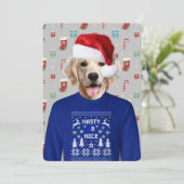 Ugly Sweater Party Golden Retriever Invitation Kaart (Staand voorkant)