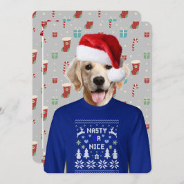 Ugly Sweater Party Golden Retriever Invitation Kaart