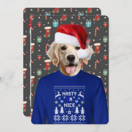 Ugly Sweater Party Golden Retriever Invitation Kaart