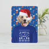 Ugly Sweater Party Golden Retriever Invitation Kaart (Staand voorkant)