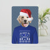 Ugly Sweater Party Golden Retriever Invitation Kaart (Staand voorkant)