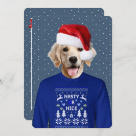 Ugly Sweater Party Golden Retriever Invitation Kaart