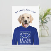 Ugly Sweater Party Golden Retriever Kaart (Staand voorkant)