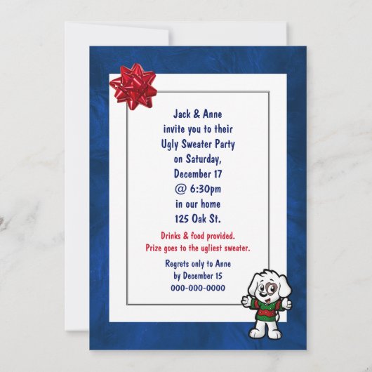 Ugly Sweater Party Golden Retriever Kaart (Achterkant)