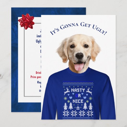 Ugly Sweater Party Golden Retriever Kaart (Voorkant / Achterkant)
