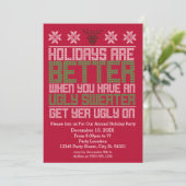 Ugly Sweater Party Holiday Invitations Kaart (Staand voorkant)
