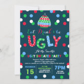 Ugly Sweater Party Invitation Eat Drink & Be Ugly Kaart (Voorkant)