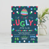 Ugly Sweater Party Invitation Eat Drink & Be Ugly Kaart (Staand voorkant)