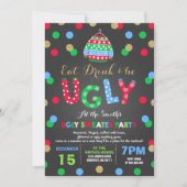 Ugly Sweater Party Invitation Eet Drink & Wees lel Kaart (Voorkant)