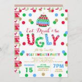 Ugly Sweater Party Invitation Eet Drink & Wees lel Kaart (Voorkant / Achterkant)