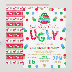 Ugly Sweater Party Invitation Eet Drink & Wees lel Kaart