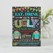 Ugly Sweater Party Invitation Kaart (Staand voorkant)