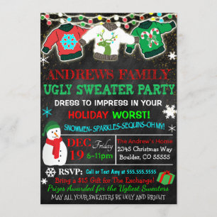 Ugly Sweater Party Invitation Kaart