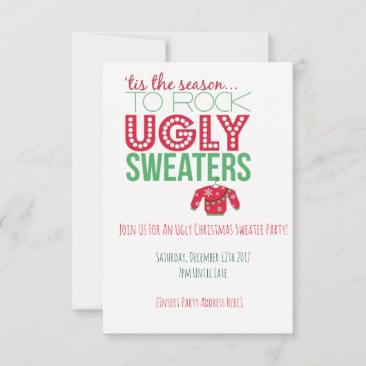 Ugly Sweater Party Invitation Kaart (Voorkant)