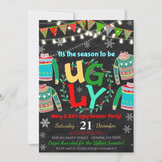 Ugly Sweater Party Invitation Kaart (Voorkant)