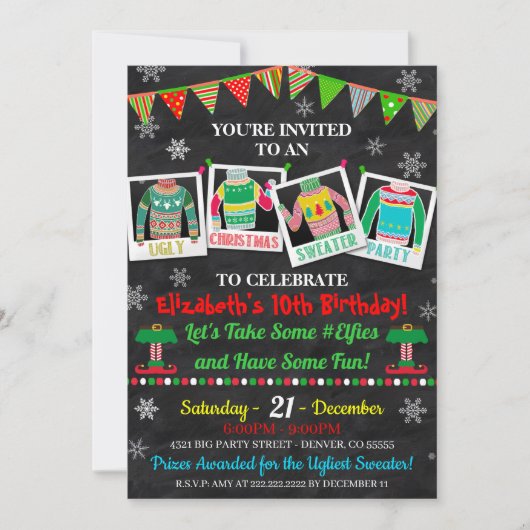 Ugly Sweater Party Invitation Kaart (Voorkant)