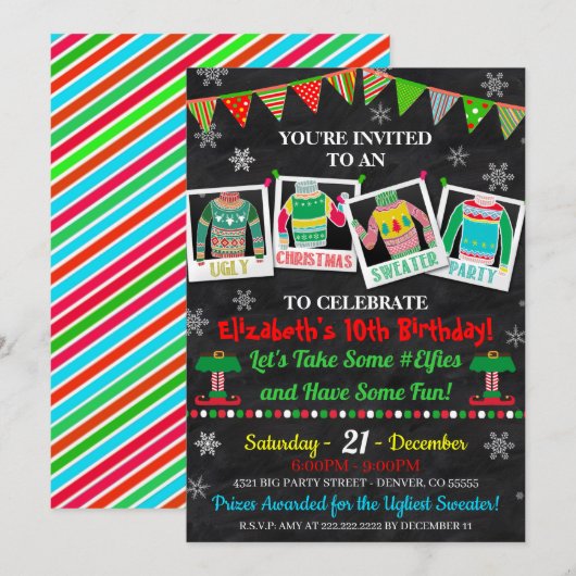 Ugly Sweater Party Invitation Kaart (Voorkant / Achterkant)