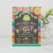 Ugly Sweater Party Invite Fiesta Heilige Guacamole Kaart (Staand voorkant)