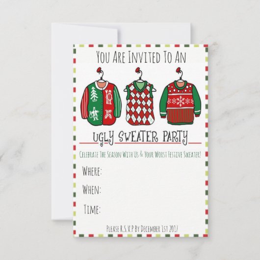 Ugly Sweater Party Invite Kaart (Voorkant)