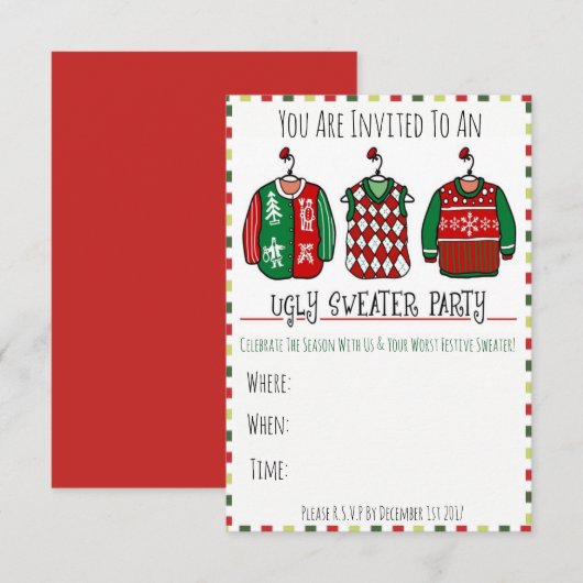 Ugly Sweater Party Invite Kaart (Voorkant / Achterkant)