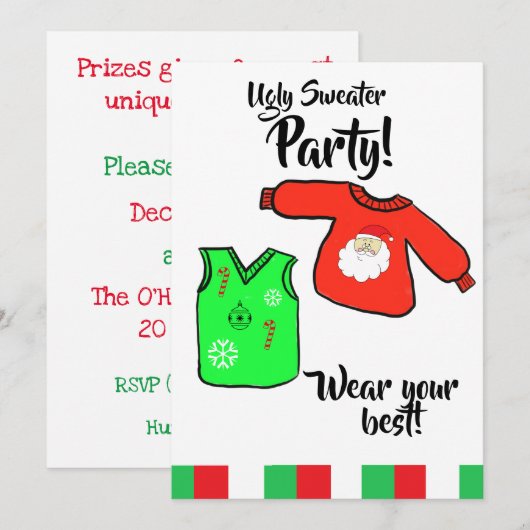 Ugly Sweater Party Kaart (Voorkant / Achterkant)