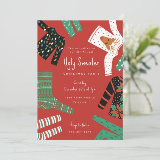 Ugly Sweater Party Kaart (Staand voorkant)