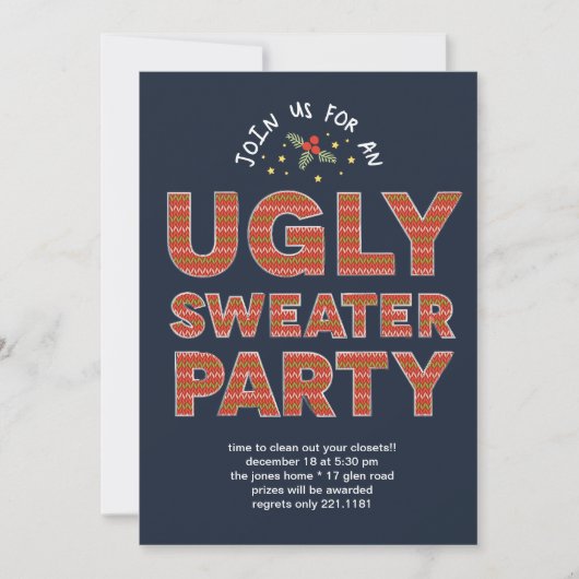 Ugly Sweater Party Kaart (Voorkant)