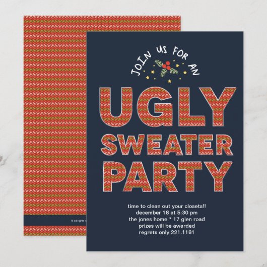 Ugly Sweater Party Kaart (Voorkant / Achterkant)