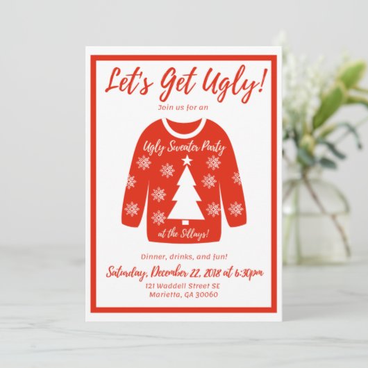 Ugly Sweater Party Kaart (Staand voorkant)