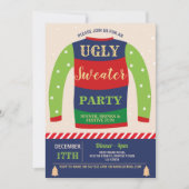 Ugly Sweater Party Kerst Feestelijke Jumpers Sneeu Kaart (Voorkant)