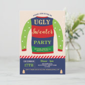 Ugly Sweater Party Kerst Feestelijke Jumpers Sneeu Kaart (Staand voorkant)