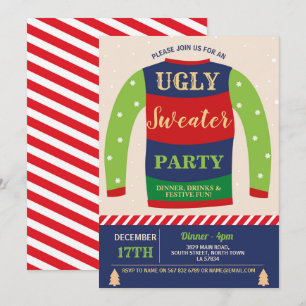 Ugly Sweater Party Kerst Feestelijke Jumpers Sneeu Kaart