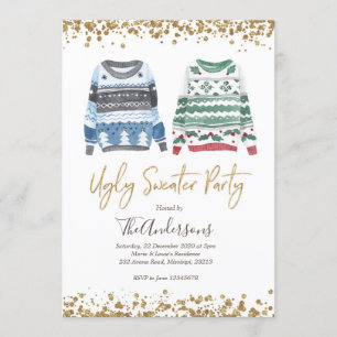 Ugly Sweater Party kerst-feestelijke uitnodiging