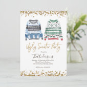 Ugly Sweater Party kerstvakantie uitnodiging (Staand voorkant)