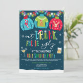 Ugly Sweater Party Nodig uit om Drink te eten en l Kaart (Staand voorkant)
