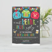 Ugly Sweater Party Nodig uit om Drink te eten en l Kaart (Staand voorkant)