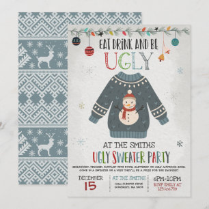 Ugly Sweater Party Nodig uit om Drink te eten en l Kaart