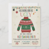 Ugly Sweater Party nodigt Drink uit en wees lomp Kaart (Voorkant)
