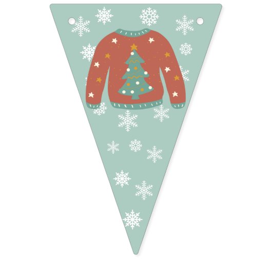 Ugly Sweater Party Red en Green Bunting Banner (Eerste vlag)