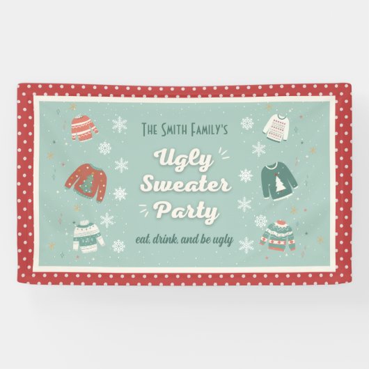 Ugly Sweater Party Retro Holiday Banner (Horizontaal)
