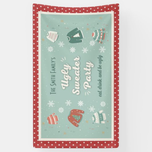 Ugly Sweater Party Retro Holiday Banner (Verticaal)